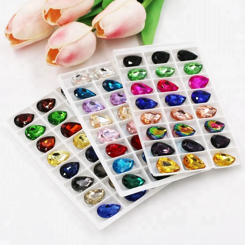 Tear Drop Shape Pointback Glue-on Rhinestones
