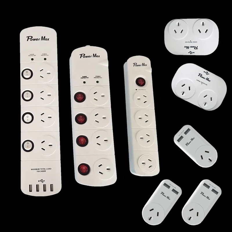 Australian 4 ways 4 control main switch individual switch power board/ multiple extension socket passed SAA with plastic