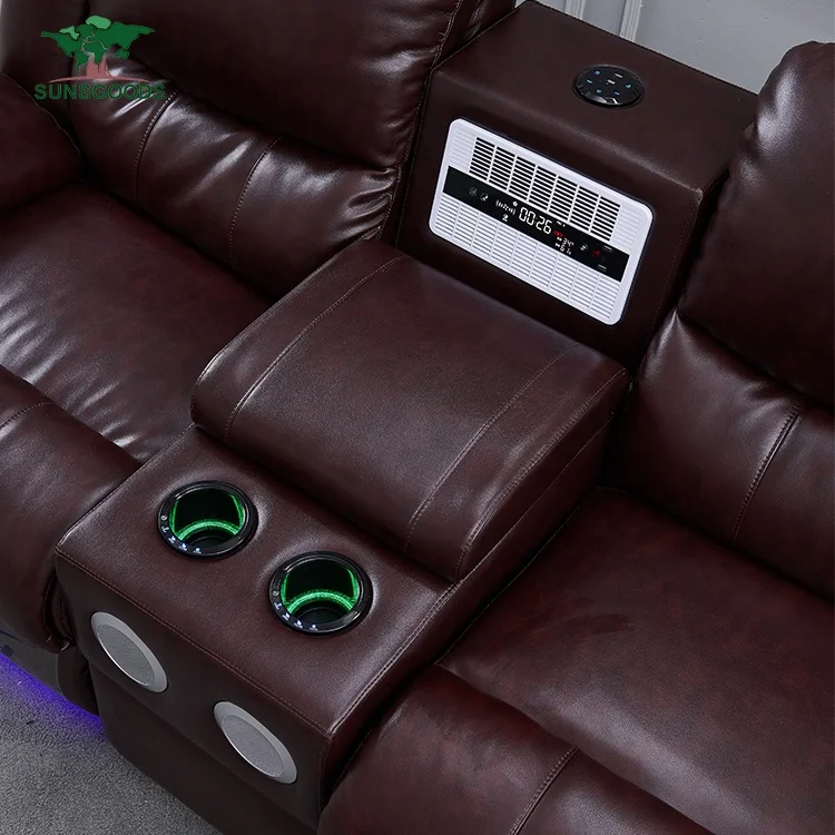 Custom Luxury Home Theater Seat, Black Leather Home Theater Chairs, Home Theater Chair Cup Holder Recliner