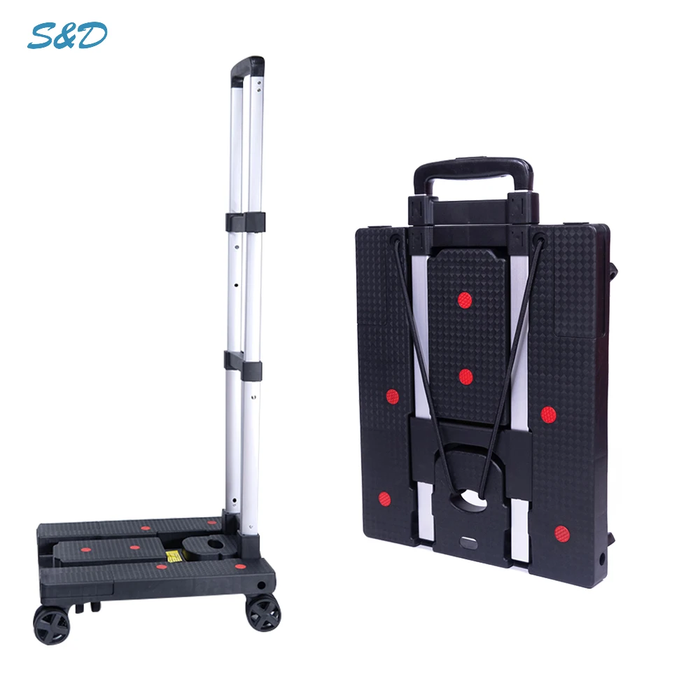 
Lightweight Aluminum Personal Portable Wheeled Detalle Hand Folding Moving Shopping Cart Trolley 