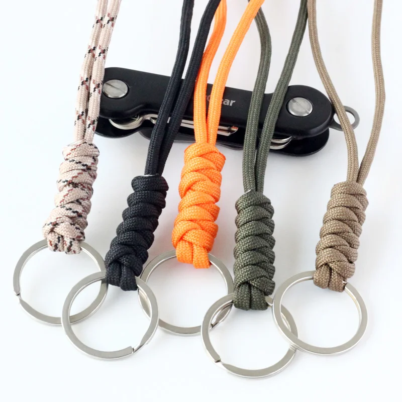 QingGear Handmade Nylon Rope Braided Tactical Knife Gear Lanyard with Keyring Survival Keychain Lanyards Cord
