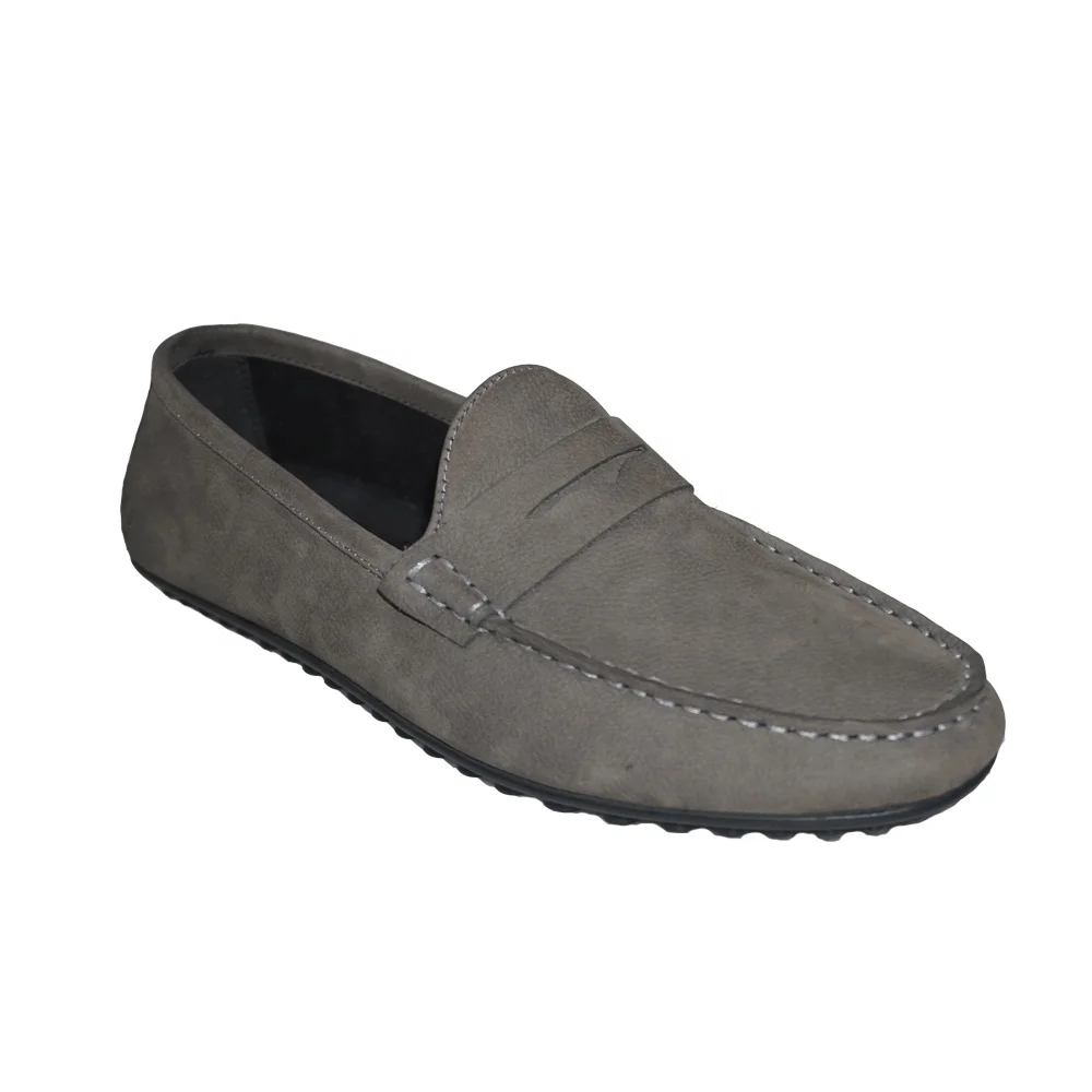 Hand made Italian styles cow suede leather comfortable gray driving shoes casual flat shoes Moccasins for men