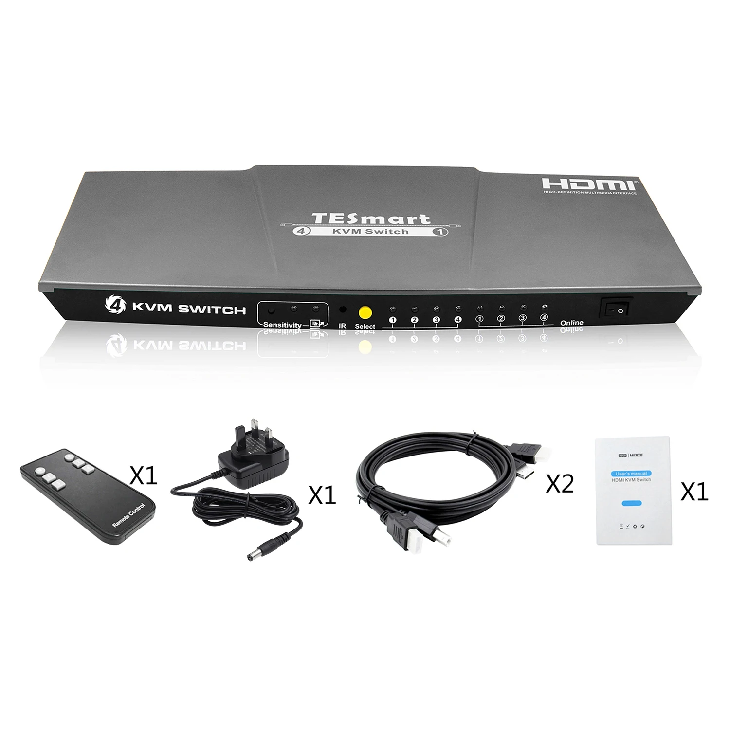 4 Port kvm switch hdmi 4 in 1 out Switch Support 4k
