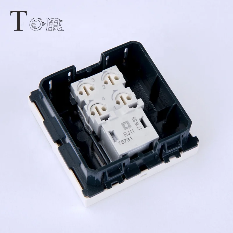 TOM-KJ-L-5 45*45mm french cat3 telecom communication faceplate  RJ11 wall outlet keystone jack legrand style Plate