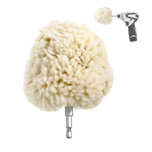 Полировальная Подушка SPTA из натуральной шерсти, 4 дюйма (100 мм), с шариковым напылением, с шестигранным хвостовиком, для электродрели/ударного привода, для высокоскоростного полировального станка