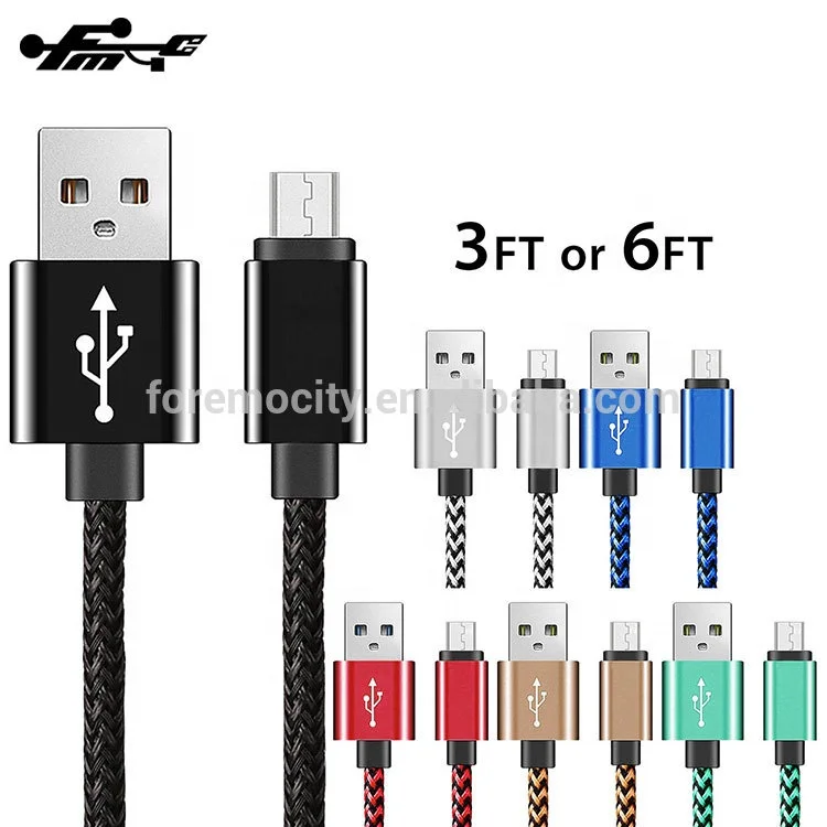 Hot wholesale nylon braided usb phone 2A charger cable