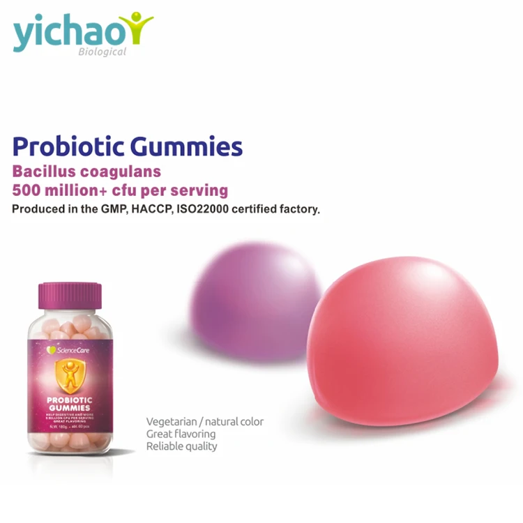 Customized OEM Gummy vitamins Halal Gelatin Digestion Immune enhance  Probiotic Gummies