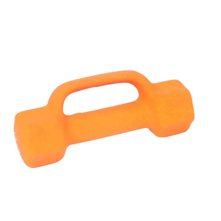 Gym equipment colorful dipping dumbbell D shape vinyl dumbbell with handle
