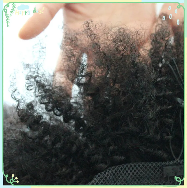 Kinky Curly Ponytail Human Hair For Kids Afro Natural Puff Hair Ponytail Wigs Afro Kinky Curly Ponytail Hair Extensions