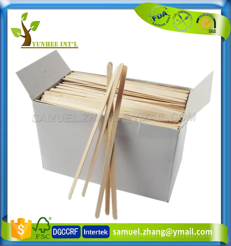 F-S-C F-D-A Approved Round End Birch Wood Coffee Stirrer