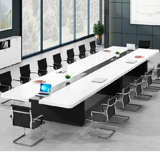 
Long bench meeting desk red lacquer office conference table for 16+people 