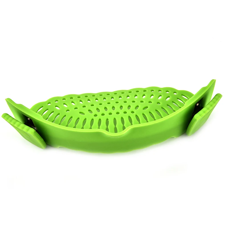 wholesale green Eco-Friendly  grade Fruit vegetable filter kitchen tools silicone strainer