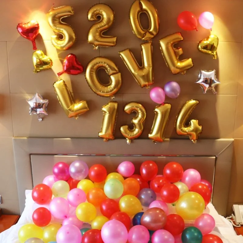 36 inch gold silver star foil balloon heart shape balloon party decoration
