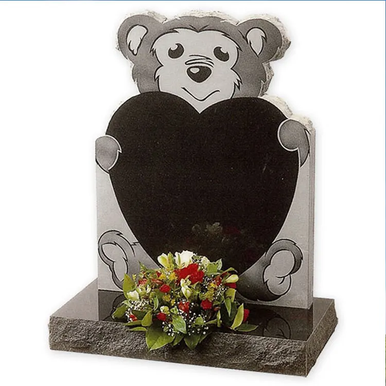 Teddy Bear Heart Shaped Granite Children Tombstone