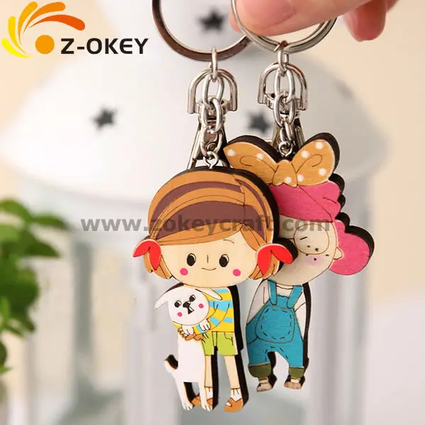 
Classic style couple wooden keychain 