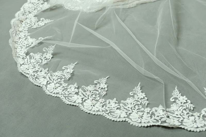 V1248W1-1 long cathedral veil bridal long veil wedding lace veil