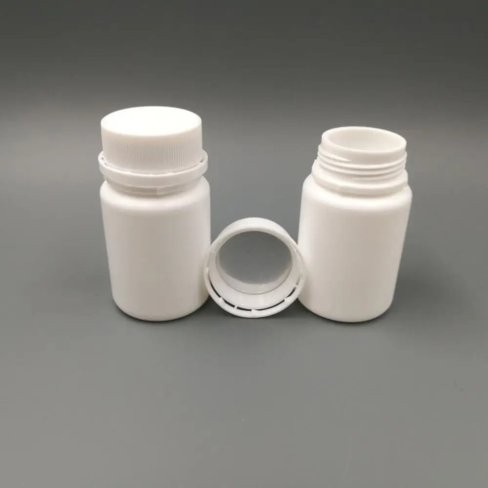 
100pcs/lot 50cc HDPE white Plastic Capsule Packaging Tamper Evident Container Empty Medical pill bottle with Tamper Proof Cap 