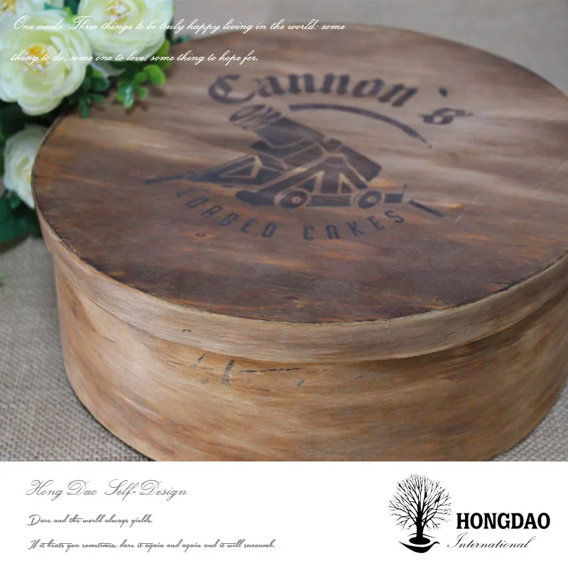
HONGDAO Laser engraving logo cylindrical pine box round wooden box Keepsake Gift Box 