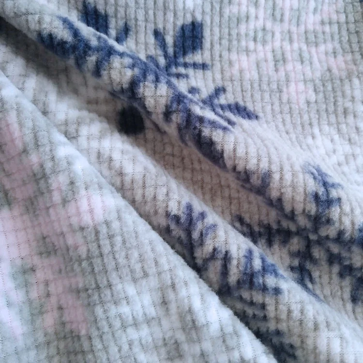 95%polyester 5% spandex printed snow flower premium polar fleece fabric