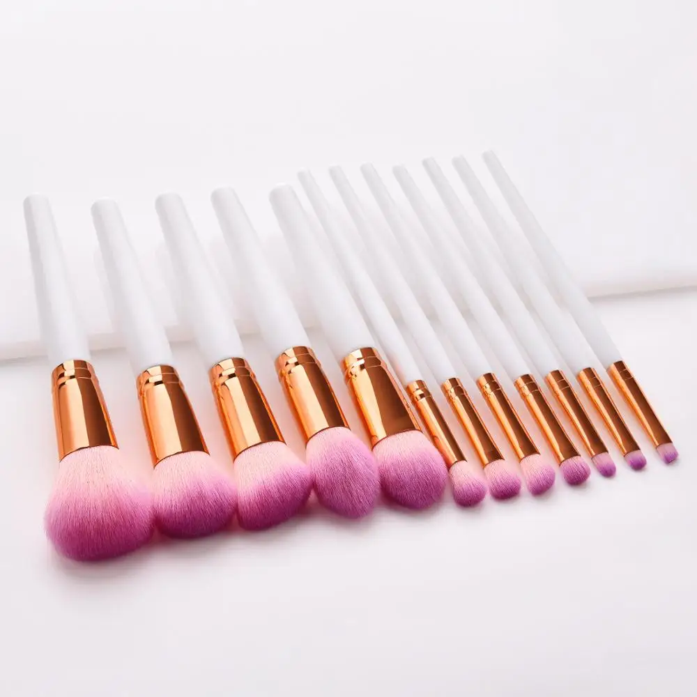 12pcs Luxury white handle Cosmetic Brushes Set makeup brush set With Private Logo with free sample