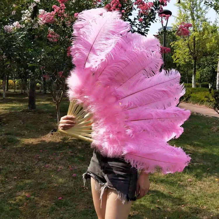 IEF-01 Cheap Wholesale White Color Large Ostrich Feather Fan for Party