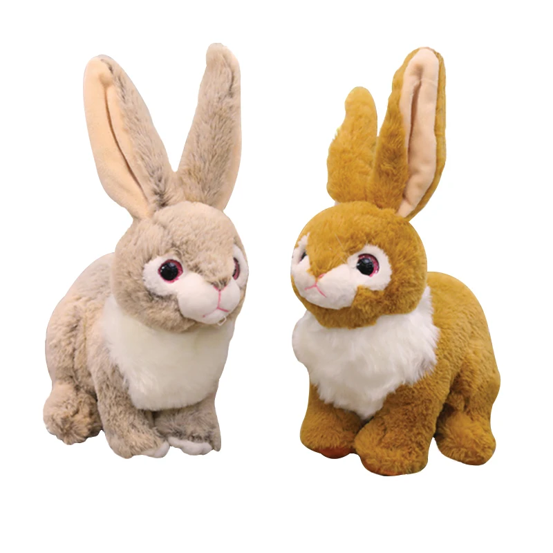 Funny lifelike sitting plush rabbit doll soft bunny easter toy