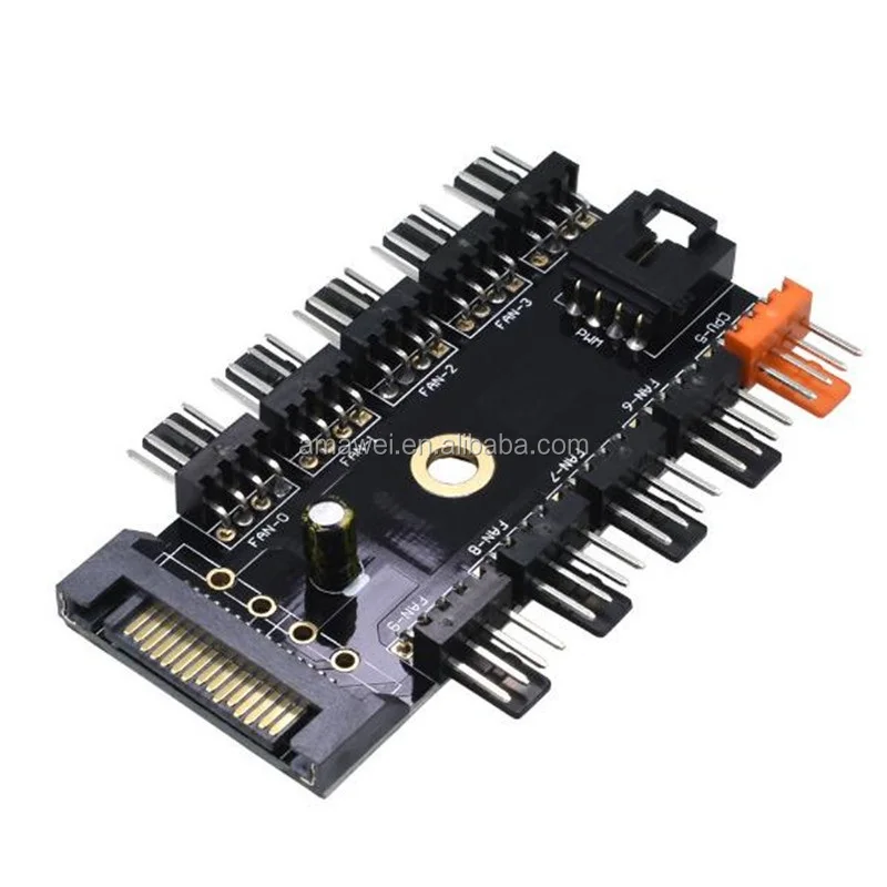  Охлаждающий вентилятор Sata от 1 до 10 Molex разветвитель кабель PWM 12 В со светодиодным адаптером питания для
