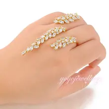 Hot sale Wholesale Creative Unique Design Through Fingers Jewelry Ring Free Size Handlets Cuff Ring R986