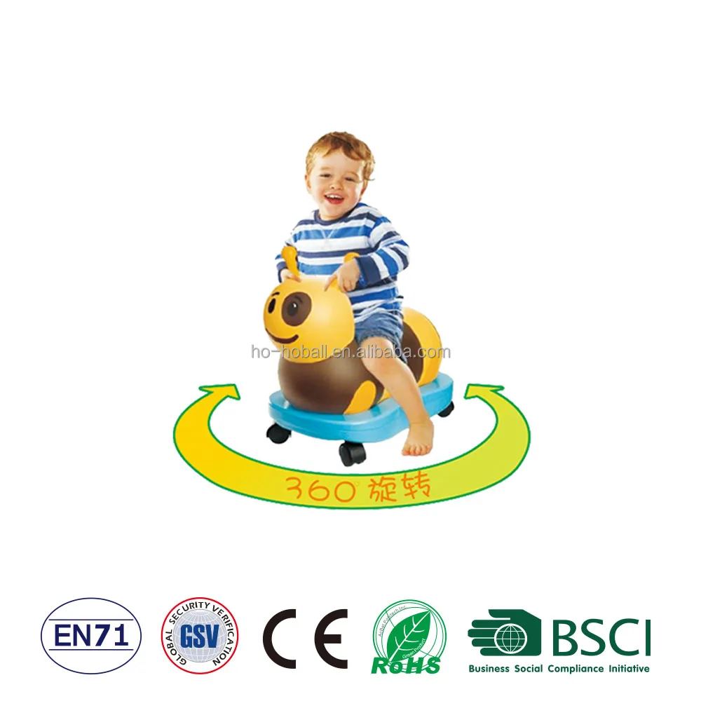 PVC inflatable bee hopper with wheels and roking base