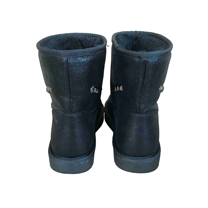 Ladies popular design genuine leather winter snow ankle fur boots