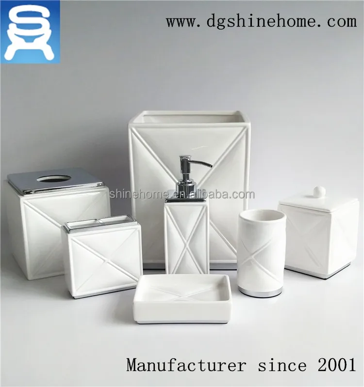 
Wholesale hotel ceramic bathroom set, 2017 white ceramic bathroom accessories set 