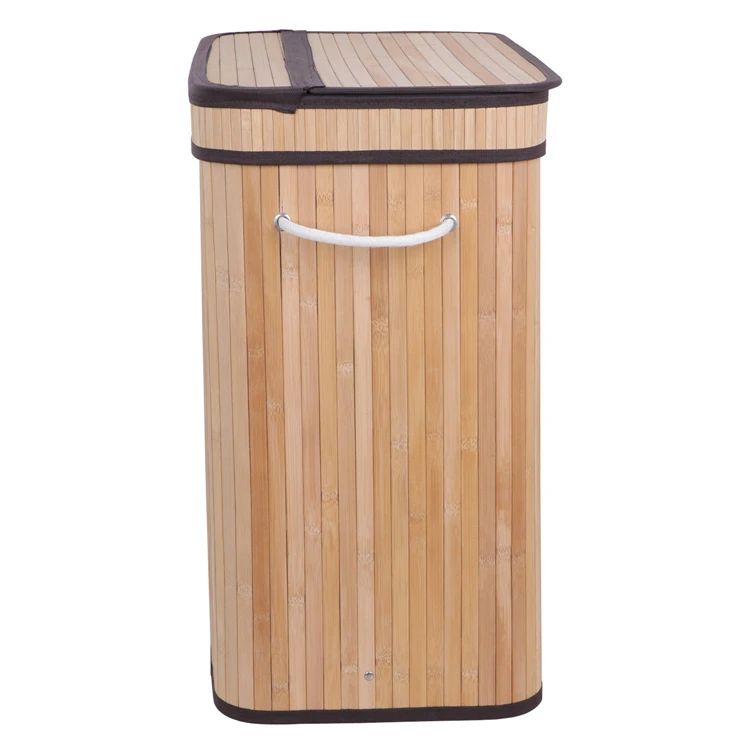 Cheap Two-Section Dirty Clothes Storage Bamboo Foldable Laundry Basket