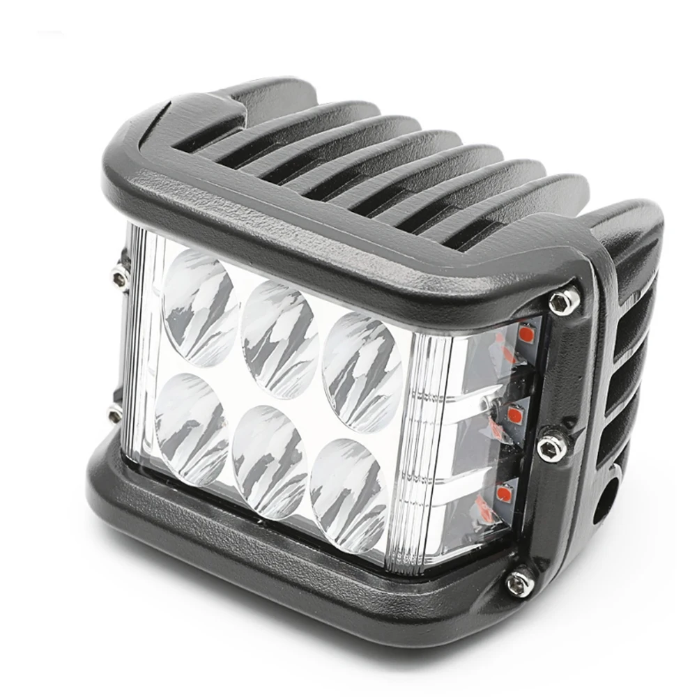 Hot-selling ATV 4x4 60W amber red Strobe LED work light with Side shooter