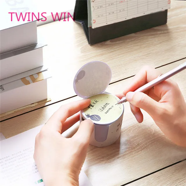 Factory Wholesale fancy stationery set promotion Logo Printing fruit style round shaped paper sticky memo pad custom 782