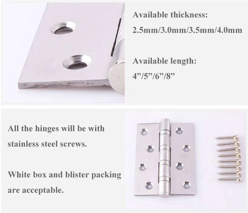 4 x 3 Inch Stainless Steel Heavy Duty Spring Butt Door Hinge Bedroom Bathroom Wooden Door Pivot Hinge with Strong Core