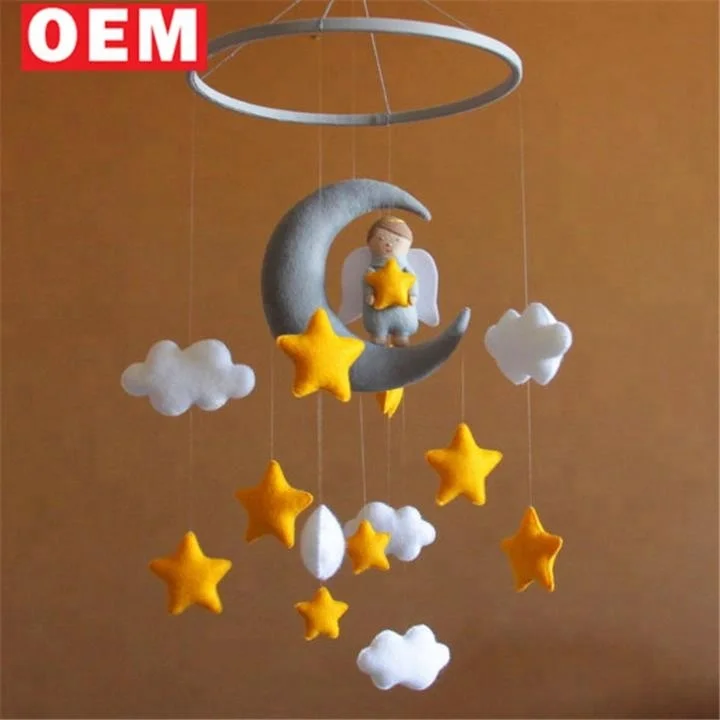 
YLM Yellow and gray nursery decor baby Crib mobile Moon and stars 