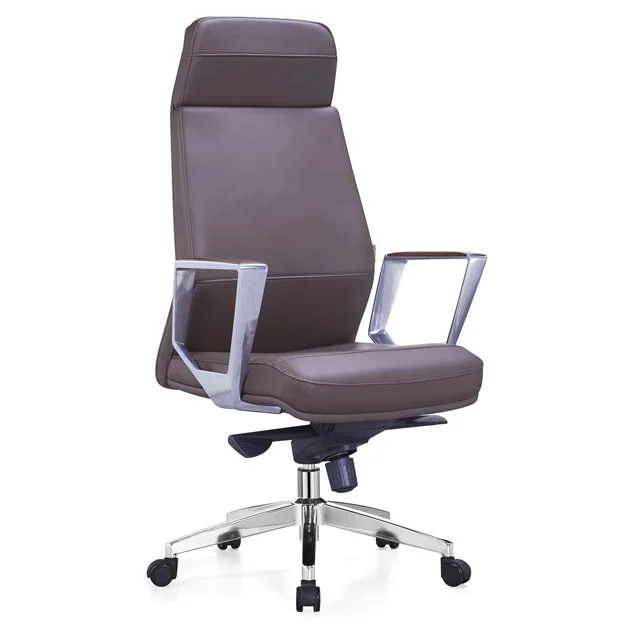 
Wholesale Ergonomic Manager Chair With Luxury Brown Leather Seat 