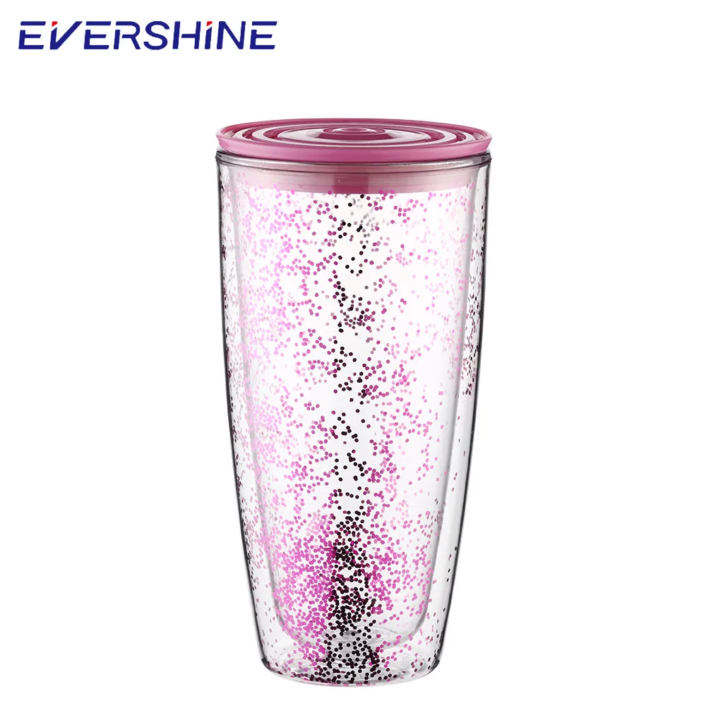 Manufacture Factory Custom Logo 24OZ Double Wall Clear Plastic Cup With Lid And Handle