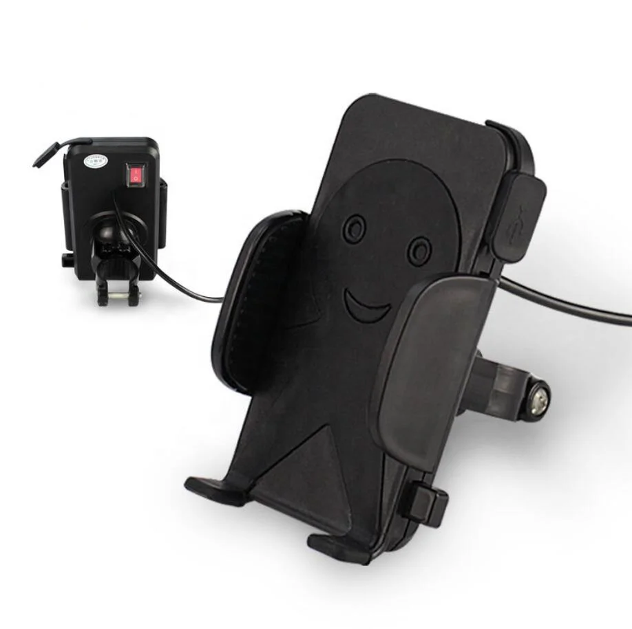 Universal Motorcycle Scooter Electric Bike Handlebar Water-proof Input 6V~46V USB 2A Charging Mount Phone Holder for Cell Phone