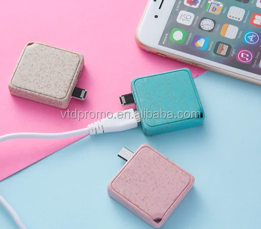 Wheat Straw Eco friendly Mini Promotion Disposable Charger One Time Use Charger 1000 Mah Powerbank Disposable Power Bank
