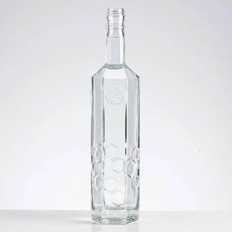 Short Neck Cylindrical Shape 750 ml Liquor Glass Bottle Transparent Simple Smooth