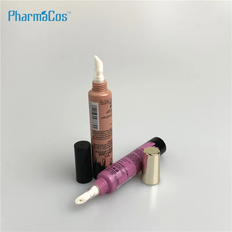 10ml empty liquid lipstick tube/lip balm container/plastic tube with brush applicator