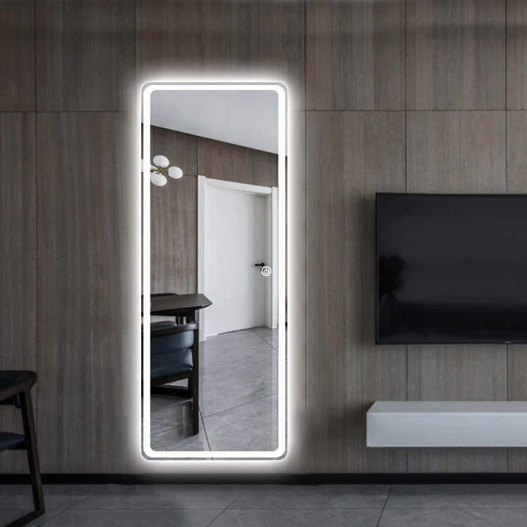 Hot sale frameless backlit full body  full length led wall mirror with touch button
