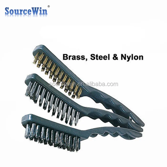 Industry Rust Cleaning 9 inch Stainless Steel Wire Brushes With Contour Plastic Handle
