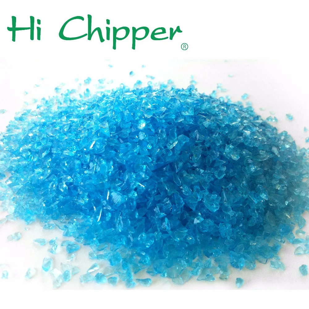 Crushed blue colored glass gravel for sale