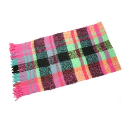 Girl Long Oversized Fashion Tartan Woven Scarf For Ladies