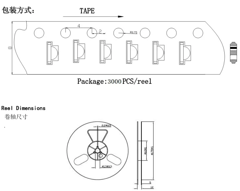 smd 1206 1204 LED blue color side view assemble led