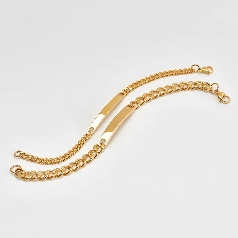 
Retro Customize Mens Wholesale Sliver Engraved ID Bracelet Customer LOGO Stainless Steel Men Bracelet & Bangle 