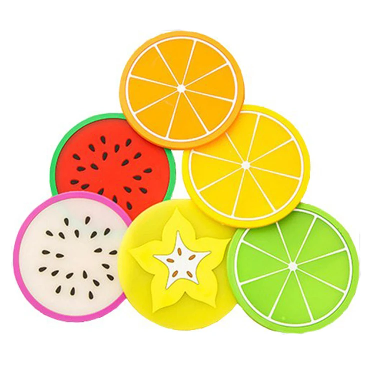 Non Slip Fruit Slice Drink Cups Pad Silicone Fruit Coaster