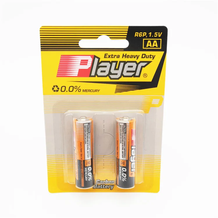 2 шт., блистерные карточки R6, сверхмощные карбоновые, цинковые, двойные батареи 1,5 в